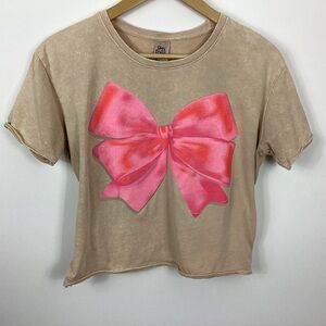 Day Break Pink Bow Crop Top Size Medium